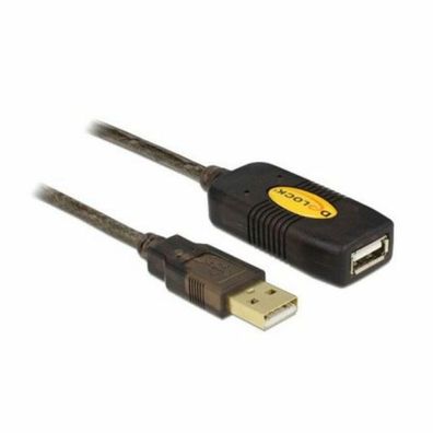 USB 2.0 Aktivverlängerungskabel, USB-A Stecker > USB-A Buchse (schwarz, 5 Meter)