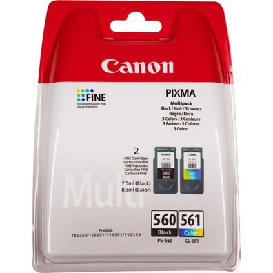 Canon PG-560 / CL-561 Multipack - 2er-Pack - Schwarz, Farbe (Cyan, Magenta, Gelb) - O