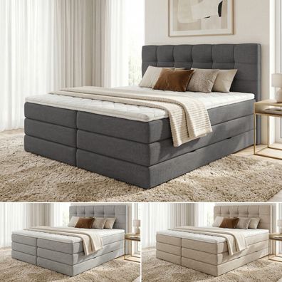 Boxspringbett BEST XL mit 2 Bettkästen und Topper Doppelbett, Bonellfederkernmatratze
