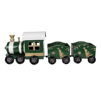 Clayre & Eef Weihnachtsdekorationsfigur Zug 60x14x20 cm Grün Metall (Gr. 60x14x20 cm)
