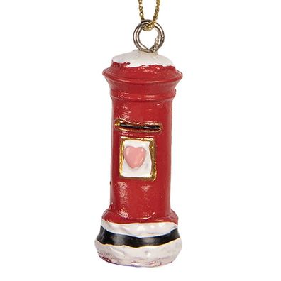 Clayre & Eef Weihnachtsanhänger Briefkasten Ø 2x4 cm Rot Kunststoff (Gr. Ø 2x4 cm)