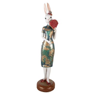 Clayre & Eef Dekorationsfigur Kaninchen Ø 18x80 cm Weiß Kunststoff (Gr. Ø 18x80 cm)