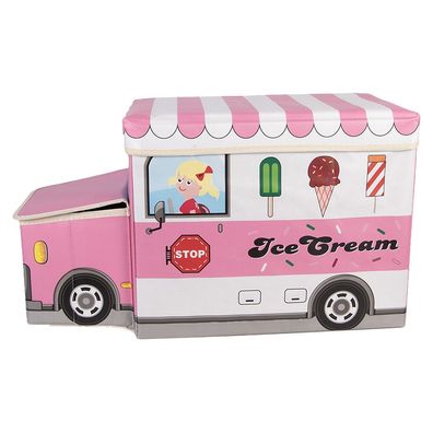 Clayre & Eef Aufbewahrungsbox Auto 55x32x28 cm Rosa Kunststoff (Gr. 55x32x28 cm)