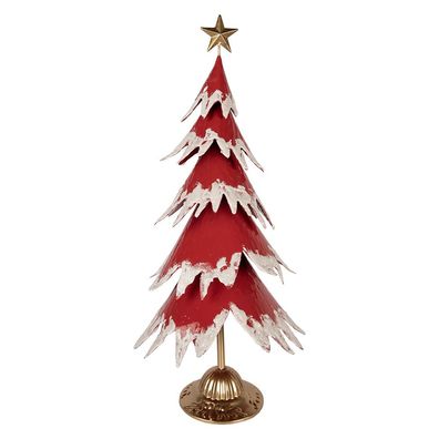 Clayre & Eef Weihnachtsdekorationsfigur Weihnachtsbaum 39x31x84 cm Rot Metall