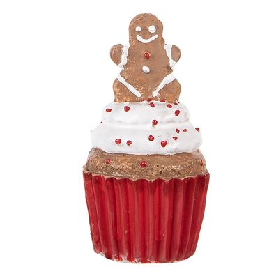 Clayre & Eef Weihnachtsdekorationsfigur Cupcake Ø 5x8 cm Rot Kunststoff