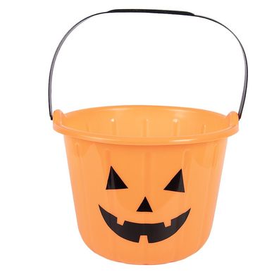 Clayre & Eef Halloween-Dekoration Eimer Ø 19x14 cm Orange Kunststoff (Gr. Ø 19x14 cm)