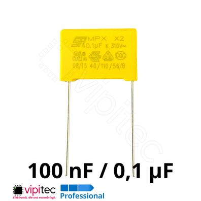 100nF MKP X2 Entstörkondensator 10% 0,1µF uF 310V 18x12x6mm RM 15mm Kondensator