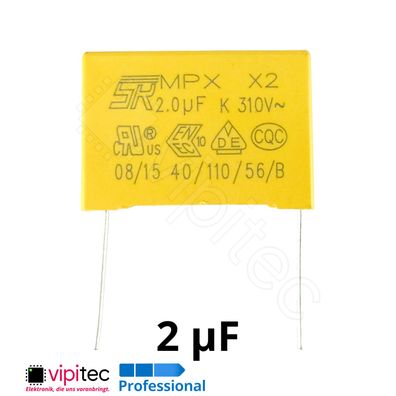 2µF 2uF X2 MKP Kondensator ±10% 310V 32x26x18mm RM 27,5mm Entstörkondensator