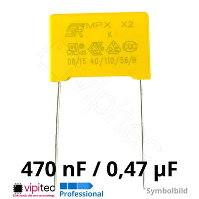 470nF MKP X2 Kondensator ±10% THT 310V 18x14,5x8,5mm RM 15mm Entstörkondensator