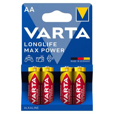 Varta Longlife Max Power Batterien AA Mignon LR6 1,5V Batterie 4er Blister