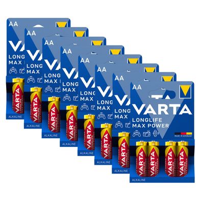 8x Varta Longlife Max Power Batterien AA Mignon LR6 1,5V Batterie 4er Blister