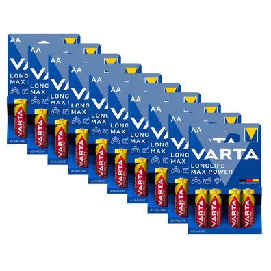 10x Varta Longlife Max Power Batterien AA Mignon LR6 1,5V Batterie 4er Blister