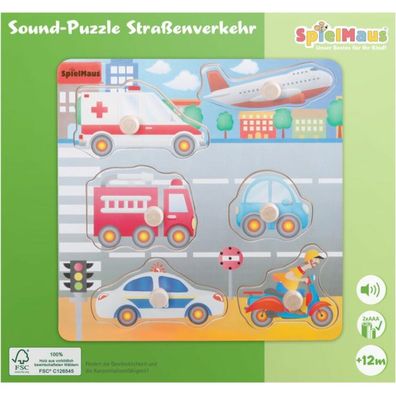 Vedes SpielMaus Holz Sound Holzpuzzle Straß nverkehr