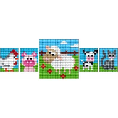 Pracht Creatives Hobby Pixel Bastelset 18 Huhn, Schwein, Kuh, Katze, Schaf