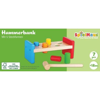 Vedes SpielMaus Holz Hammerbank, 7 teilig