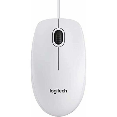 logitech PC-Maus B100 910-003360, 3 Tasten, mit Kabel, USB-Kabel, optisch, weiß