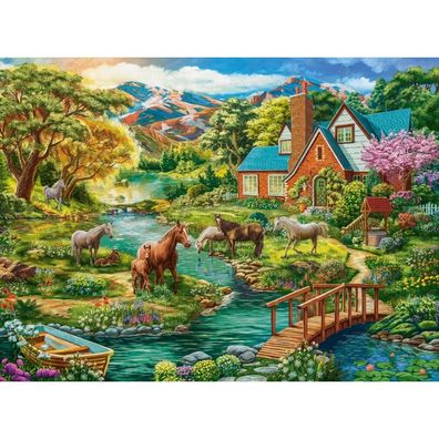 Castorland Puzzle Idyllisches Haus mit Pferden 2000 Teile