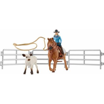 Schleich Farm World Team Roping mit Cowgirl, Spielfigur