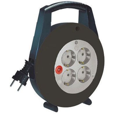 Brennenstuhl Vario-Line Mini-Kabeltrommel 4-fach (schwarz/grau, 5 Meter)