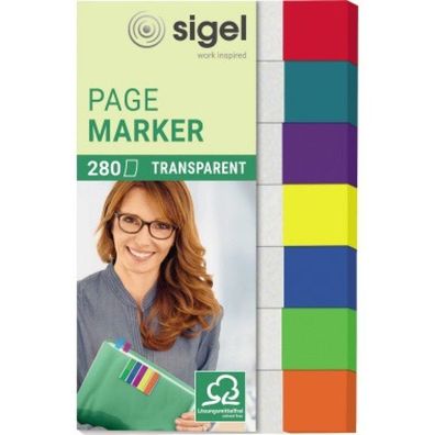 Sigel Index Haftstreifen Transparent Mini 7-farbig 84x50mm 280 Bl