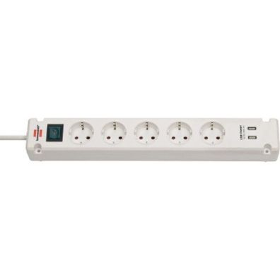 Brennenstuhl Bremounta Steckdosenleiste 5-fach (weiÃ #159; 3 Meter, 2x USB-A)