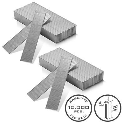 Stahlwerk Druckluft Nägel 20 mm Gauge 18 (1,25 x 1,05 mm) 2 mm Kopf 10.000er Set