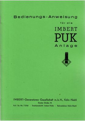 Bedienungs-Anweisung Imbert Puk Anlage Imbert Holzgasanlage