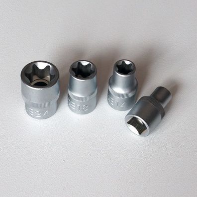 Steckschlüssel Einsatz E-Profil Außen Torx, Antrieb 12,5 mm (1/2") Nüsse E10-E24