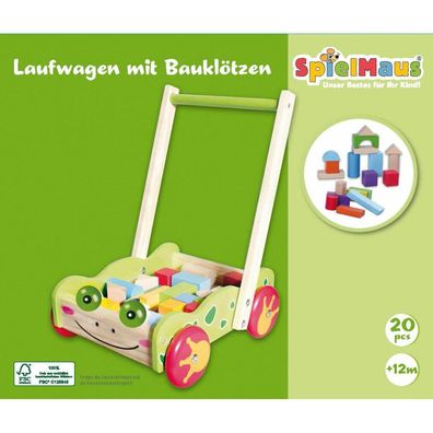 Vedes SpielMaus Holz Laufwagen mit Bauklötzen, 20 Stück