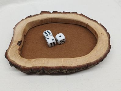 D8 Würfelbrett Holz Würfel Filz Würfelteller braun Neu Spiel Spielbrett Unikat