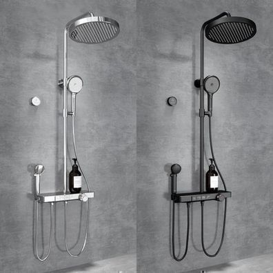 EMKE Duschsystem Regendusche Kinderdusche Rund Kopfbrause Duschset Mit Thermostat