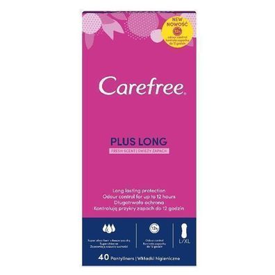 Carefree Plus Long Slipeinlagen Frischer Duft, 40 Stück