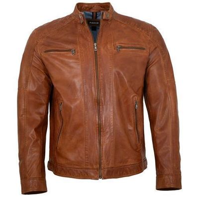 MADDOX - Herren Echtleder Lederjacke Lammnappa cognac