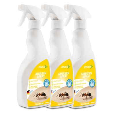 INSIGO 3x500ml Ameisenspray Ameisenmittel Ameisenschutz Abwehr Ameisen fernhalten