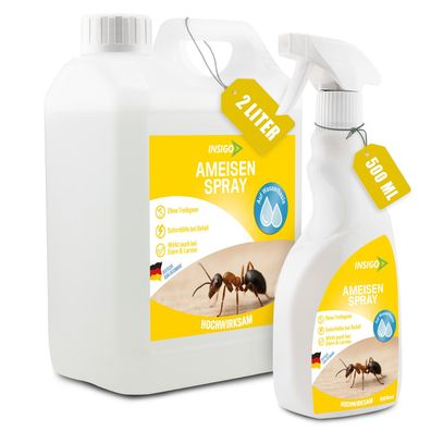 INSIGO 2L + 500ml Ameisenspray Ameisenmittel Ameisenschutz Abwehr Ameisen fernhalten