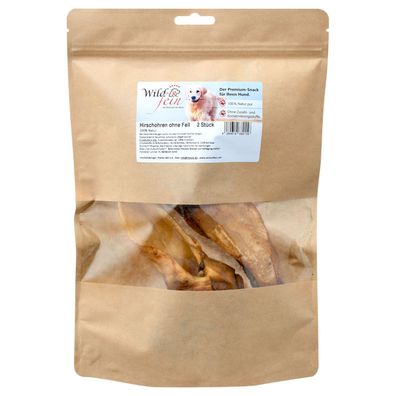 Wild & Fein Hundesnack Hirschohren ohne Fell - 2 Stück