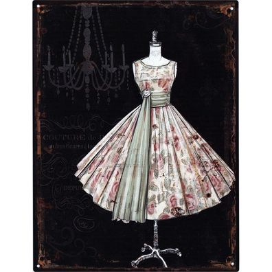 Moritz Blechschild Blumen Kleid 25 x 33 cm Retro Vintage Tin sign Wand