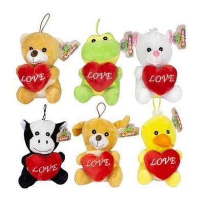 Plüschtiere mit Herz „LOVE“ - Kuscheltiere - 14 cm - 6 verschiedene Motive