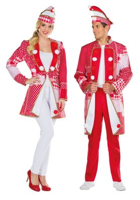 Kostüm Frack rot/weiß Kölnjacke Elferrat Patchworkoptik Uniform Karneval Köln