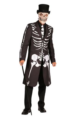 Skelett Frack schwarz Jacke mit Skelett Knochen Tod Gehrock Halloween Fasching