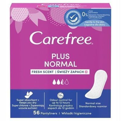 Carefree Plus Original Slipeinlagen mit Frischem Duft, 56 Stück - für langanhalt