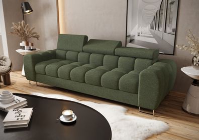 Sofa Designersofa Bastien 3-Sitzer in Stoff Aragon Grün