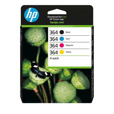 HP Original 364 Druckerpatronen 4er-Set schwarz, cyan, magenta, gelb 1.150 Seiten 15m