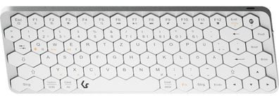 Mini Tastatur mit wabenförmigen Tasten, Multimediatasten, Aluminium, Silber/Weiß (KSK
