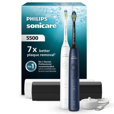 Philips Toothbrush HX7119 01 Sonicare 5500 Duopack navyblue and white (HX7119/01)