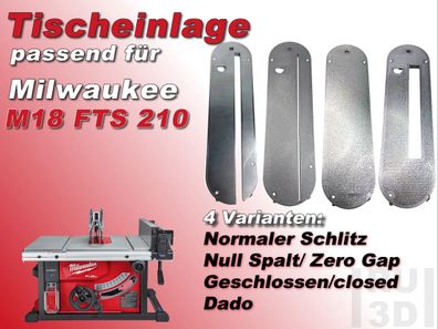 Tischeinlage Einlage Einlegeplatte Milwaukee M18 FTS 210 T kompatibel
