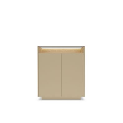 Highboard 103x119 cm HIRO A 2-türig Kakao/Eiche Cremona Beige mit LED