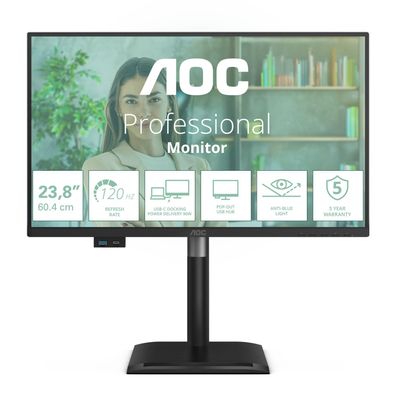 AOC 24P4CV LED-Monitor 60,5?cm (23,8") Full HD – HDMI/DP/USB?C/LAN – Schwarz