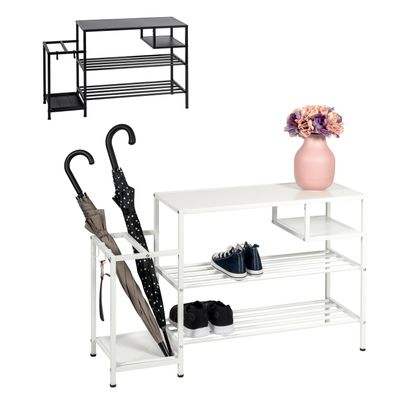 eluno Schuhregal für ca. 6 Paar Schuhe, 4 Ablagen und Schirmständer