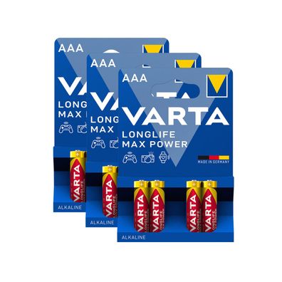 3x Varta Longlife Max Power Batterien AAA Micro HR03 1,5V Batterien